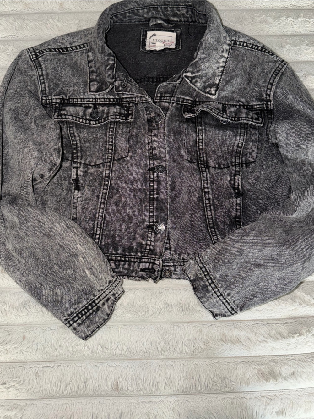 Stoosh women’s Gray Acid-Wash Denim Jacket